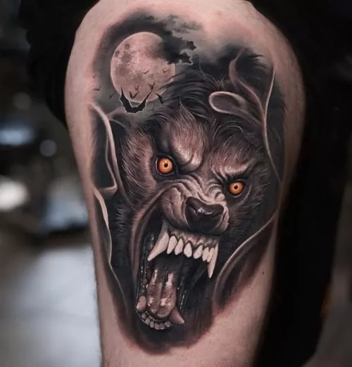 tatouage loup garou viking