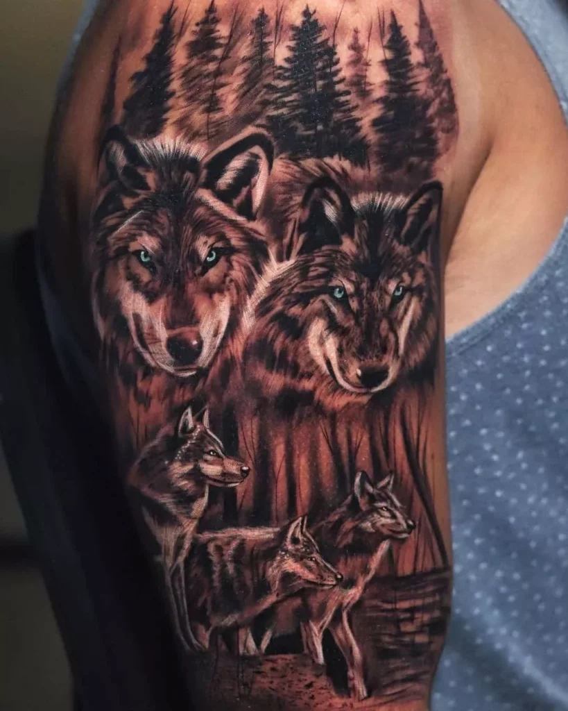 tatouage loup viking meute