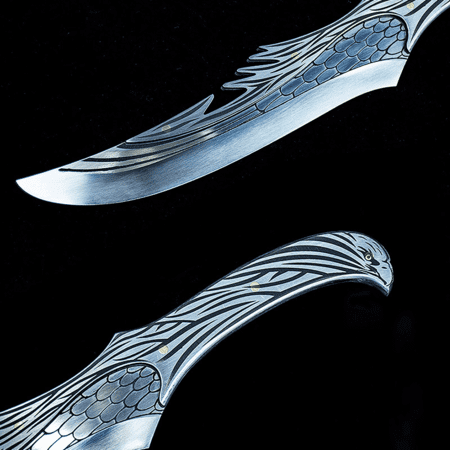 Couteau viking oeil de faucon - Poignée en acier inoxydable