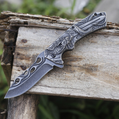 Couteau Nidhoggr Viking de Chasse Pliable à Manche en Acier à Haute Dureté