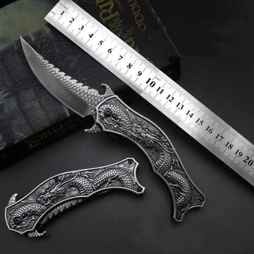 Couteau de Níðhöggr Pliable à Ressort pour la Survie