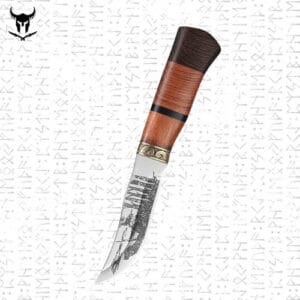 Couteau Puukko Scandinave en Acier Inoxydable avec Motif Corrodé et Manche en Bois Massif