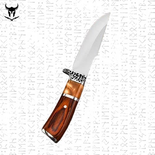 Couteau Bushcraft Artisanal Viking – Acier Inoxydable, Manche Bois – Un Allié de Survie