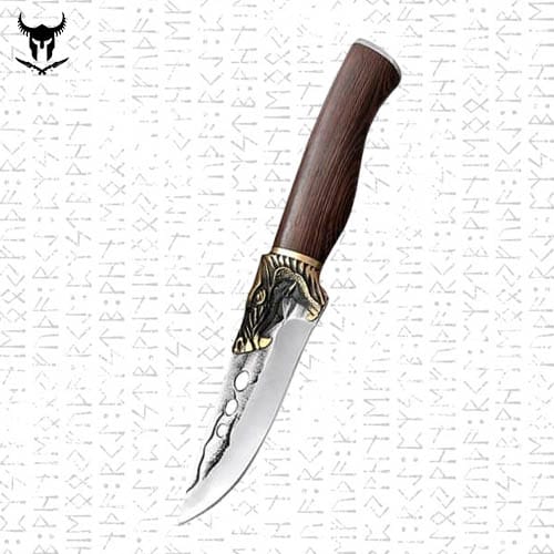 Couteau Scandinave Tête de Loup Viking – Forgé à la Main pour une Précision Exquise